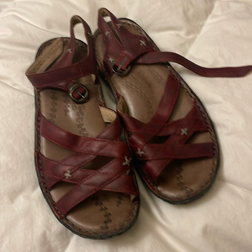 Red Keen leather sandals